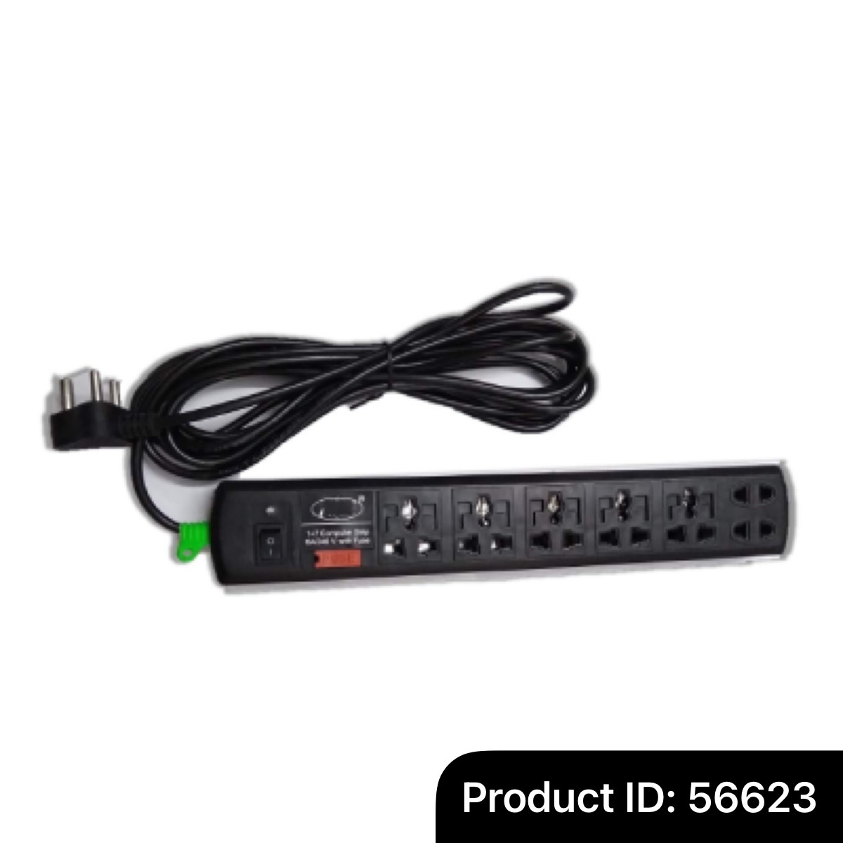 Heavy Duty 5 Meter Long Wire Extension Cord 6 AMP-250 Volts 7+1 Surge Protector/Computer Spike/Compute Strip/Extension Board with LED Indicator and Fuse Protection (5 Meter Wire - Black)